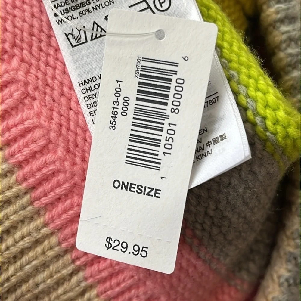 Brand New Gap Multicolored Striped Knit Cuffed Pom Hat
